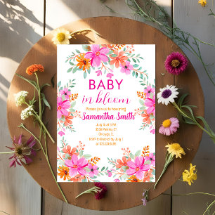 Invitación Bebé en floración ducha floral brillante de verano