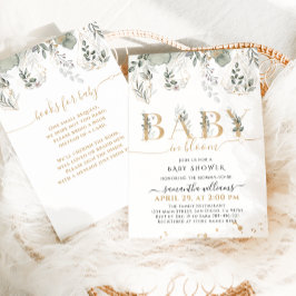 Invitación Bebé en floración Greenery & Gold Baby Shower