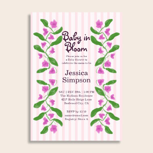 Invitación Bebé en Floración Shower Art Nouveau Floral Rosa L
