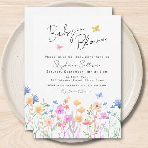 Invitación Bebé en Floración Shower de Bebé Mariposa Floral