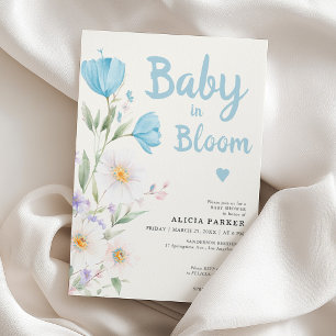 Invitación Bebé en floración shower para bebé niño azul flora