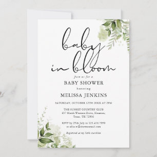 Invitación Bebé en Floración Verde Floral Baby Shower