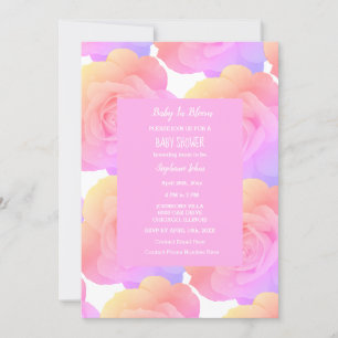 Invitación Bebé En Floral De Bloom Chicas De Baby Shower Rosa