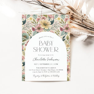 Invitación Bebé en floral de Pastel en sangre