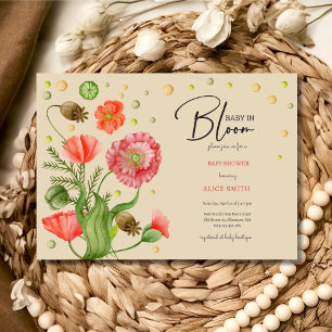 Invitación Bebé en flores de amapola