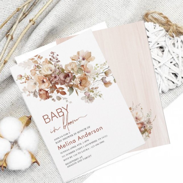Invitación Bebé en flores de flor acuarela ducha bebé (Subido por el creador)