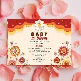 Invitación Bebé En Flores Hippie Retro De Bloom Groovy