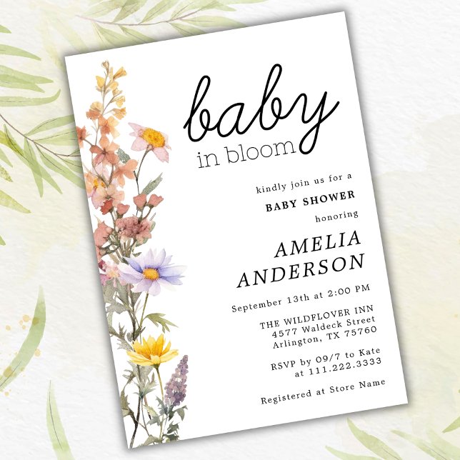Invitación Bebé En Flores Silvestres En Bloom Elegante Baby S (Subido por el creador)