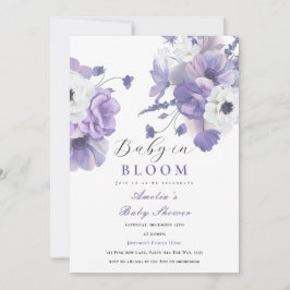 Invitación Bebé en florines Baby Shower elegant Purple