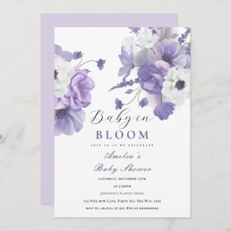 Invitación Bebé en florines Baby Shower elegant Purple