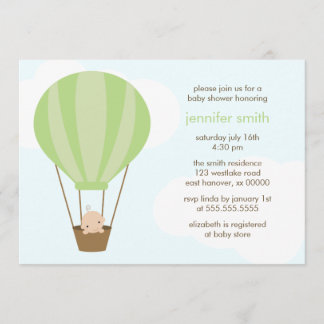 Invitación Bebé en globo verde