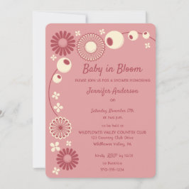Invitación Bebé en la Baby Shower de Chica rosa de Bloom Mauv