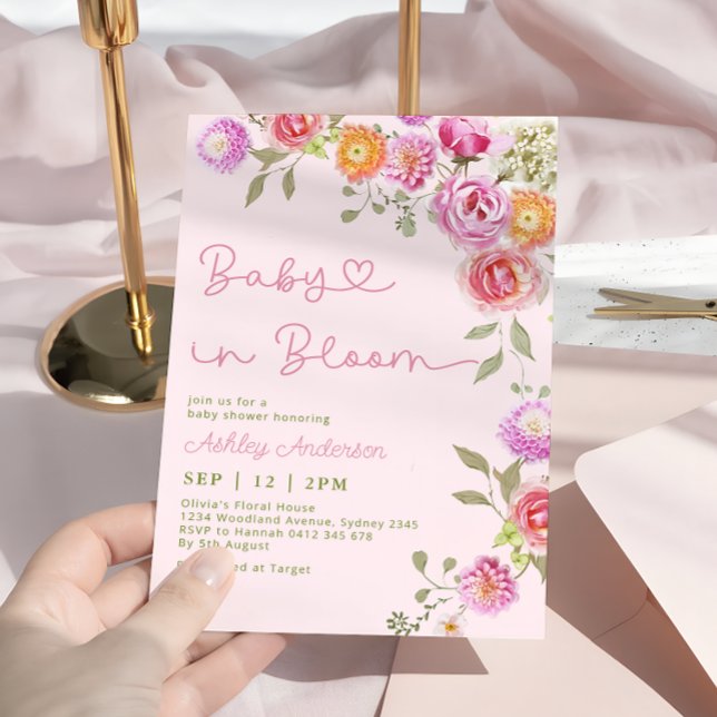 Invitación Bebé en la Baby Shower de Chica rosa Rubor en Bloo (Subido por el creador)