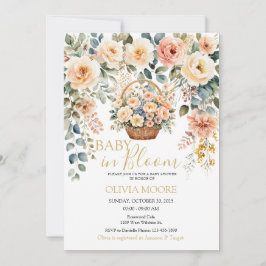 Invitación Bebé en la cesta de flores de Baby Shower