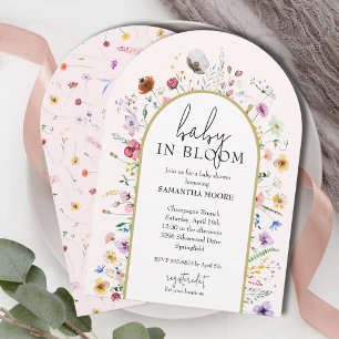 Invitación Bebé en la cima del arco del Chica de flores silve