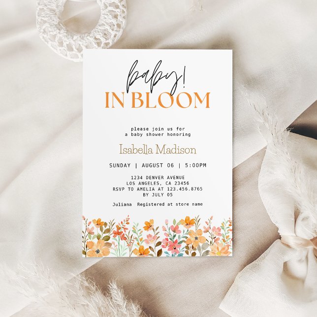 Invitación Bebé en la ducha Chica de los jardines florales de (Baby in Bloom Floral Garden Girl Shower Invitation
)