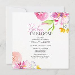 Invitación Bebé En La Ducha De Agua Floral De Bloom