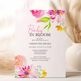 Invitación Bebé En La Ducha De Agua Floral De Bloom