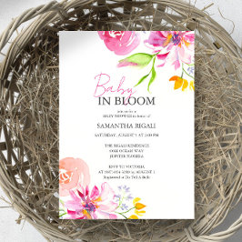Invitación Bebé En La Ducha De Agua Floral De Bloom