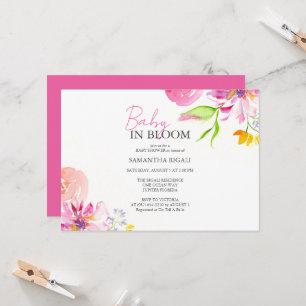 Invitación Bebé En La Ducha De Agua Floral De Bloom