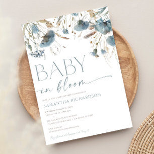 Invitación Bebé en la ducha de bebé beige azul turbio