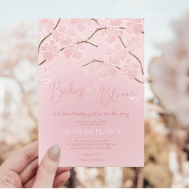 Invitación Bebé en la ducha de flores de cerezo