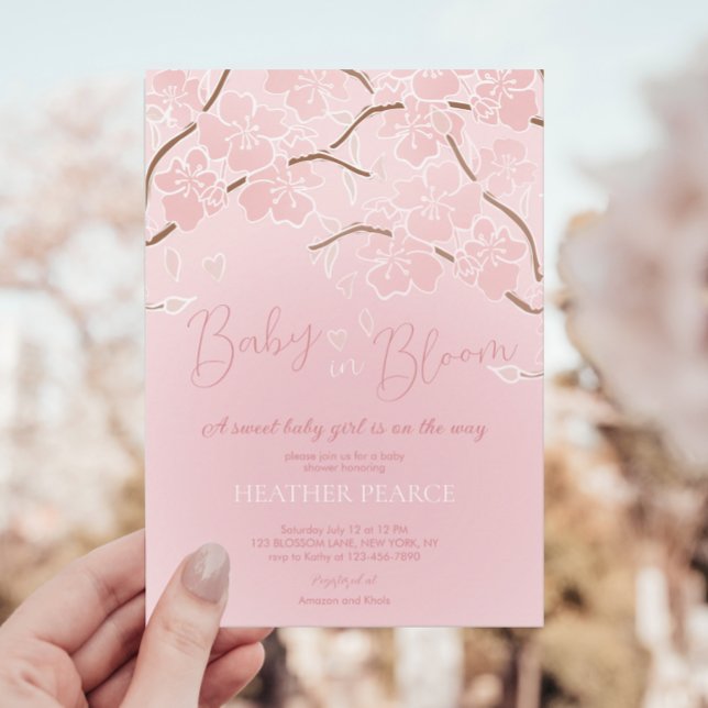Invitación Bebé en la ducha de flores de cerezo (Subido por el creador)