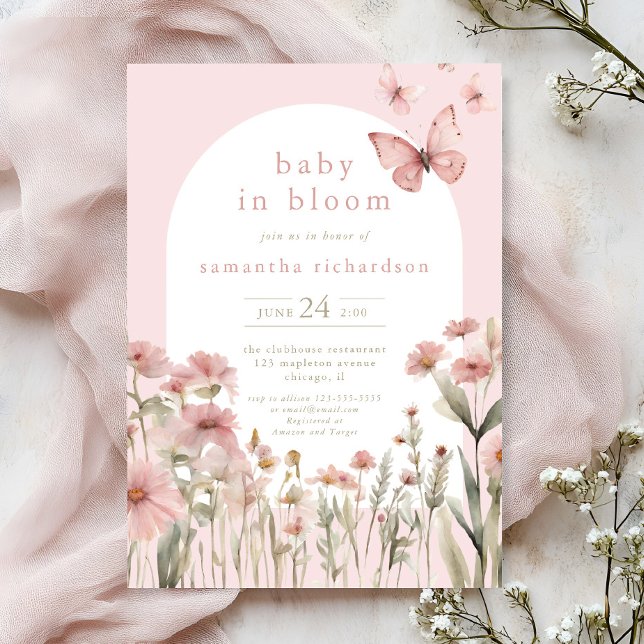Invitación Bebé en la ducha de flores silvestres en primavera (Subido por el creador)