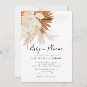 Invitación Bebé en la ducha de hierba de Pampas en Bloom