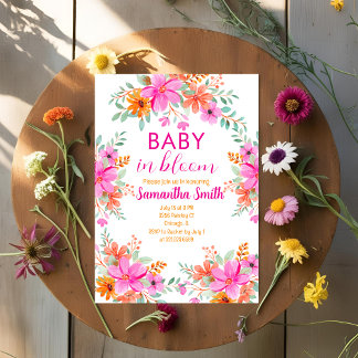 Invitación Bebé en la ducha floral de verano brillante Bloom