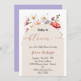 Invitación Bebé en la ducha floral de verano de primavera en 