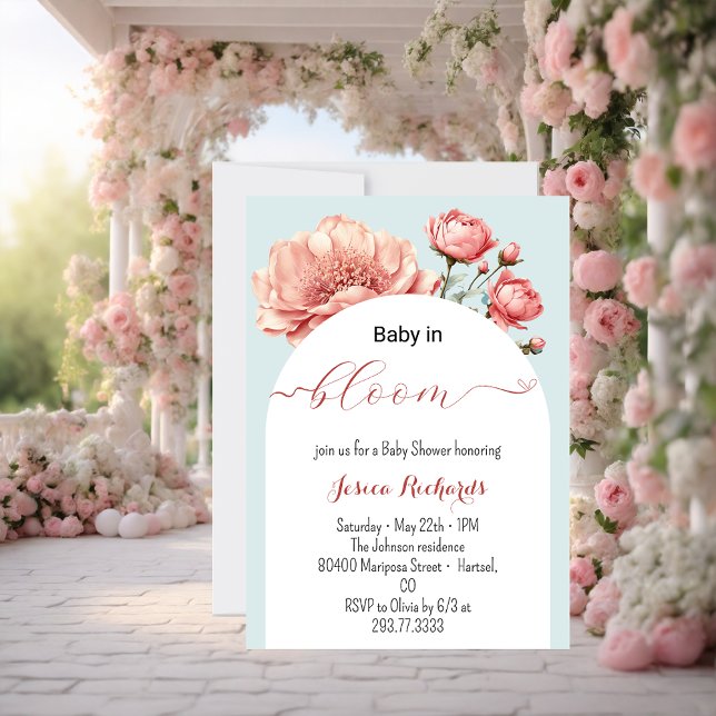 Invitación Bebé en la ducha floral de verano de primavera en  (Subido por el creador)