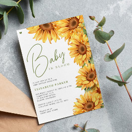 Invitación Bebé en la flor acuarela de la ducha de bebé flora