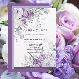 Invitación Bebé en la flor color morado de agua Baby Shower m