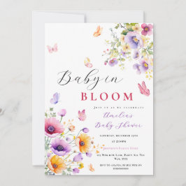 Invitación Bebé en la flor de Baby Shower mariposa en Bloom