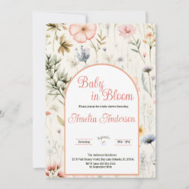 Invitación Bebé en la flor de flores silvestres de agua de la