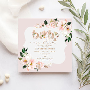Invitación Bebé en la flor de la ducha de bebé rosa rubia
