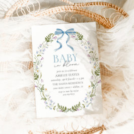 Invitación Bebé en la flor de Primavera Azul en la flor Baby 
