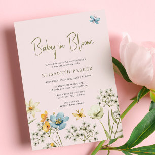 Invitación Bebé en la flor de primavera floreciente