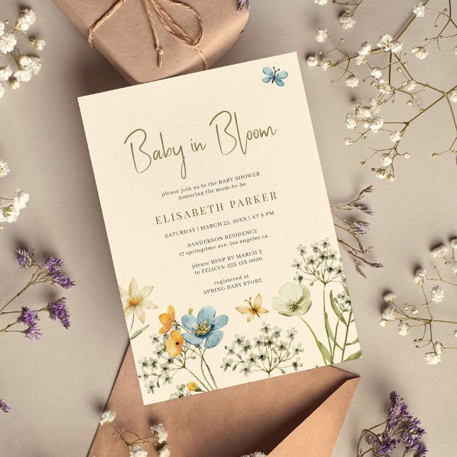 Invitación Bebé en la flor de primavera floreciente (Subido por el creador)