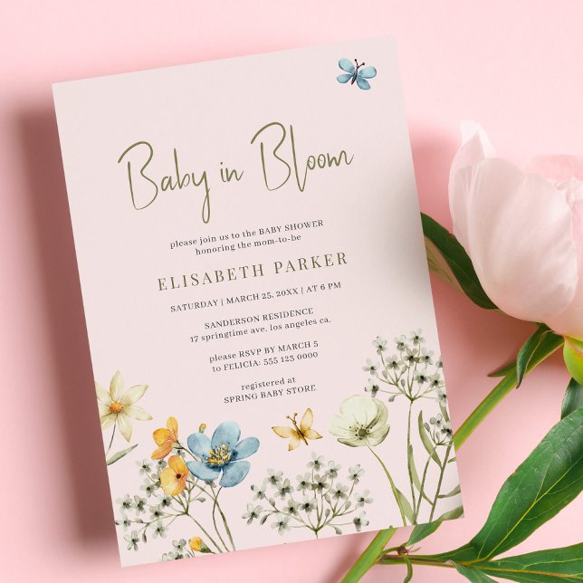 Invitación Bebé en la flor de primavera floreciente (Subido por el creador)