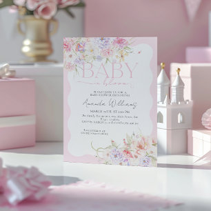 Invitación Bebé en la flor rosa Floral moderna ducha de bebé