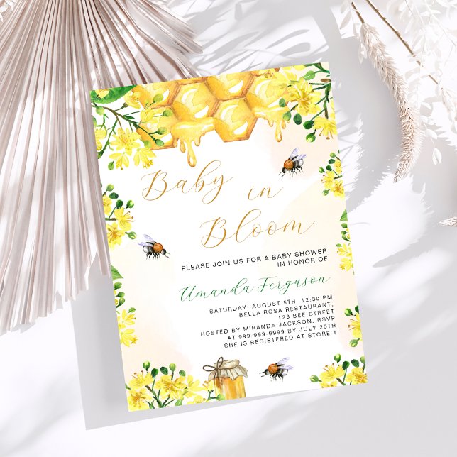 Invitación Bebé en la floral amarilla florística Baby Shower (Subido por el creador)