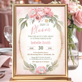 Invitación Bebé en la floral floral elegante Chica rosa Baby 
