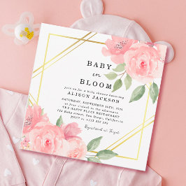 Invitación Bebé en la floral Rubor Pink Gold Baby Shower