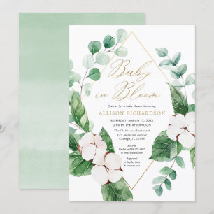 Invitación Bebé en la vegetación dorada Bloom ducha neutra de
