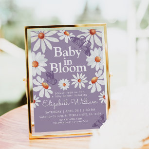 Invitación Bebé en margaritas acuáticas y mariposa en flor