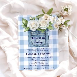 Invitación Bebé en Pantalón de Mezclilla Floral a Cuadros Sho