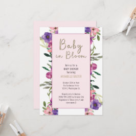 Invitación Bebé en Rubor Floral Watercolor Baby Shower