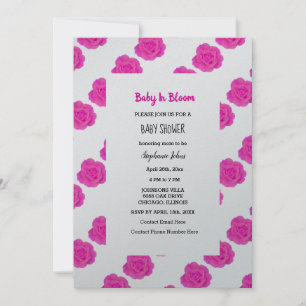Invitación Bebé en sangre Baby Shower Rosas rosados florales
